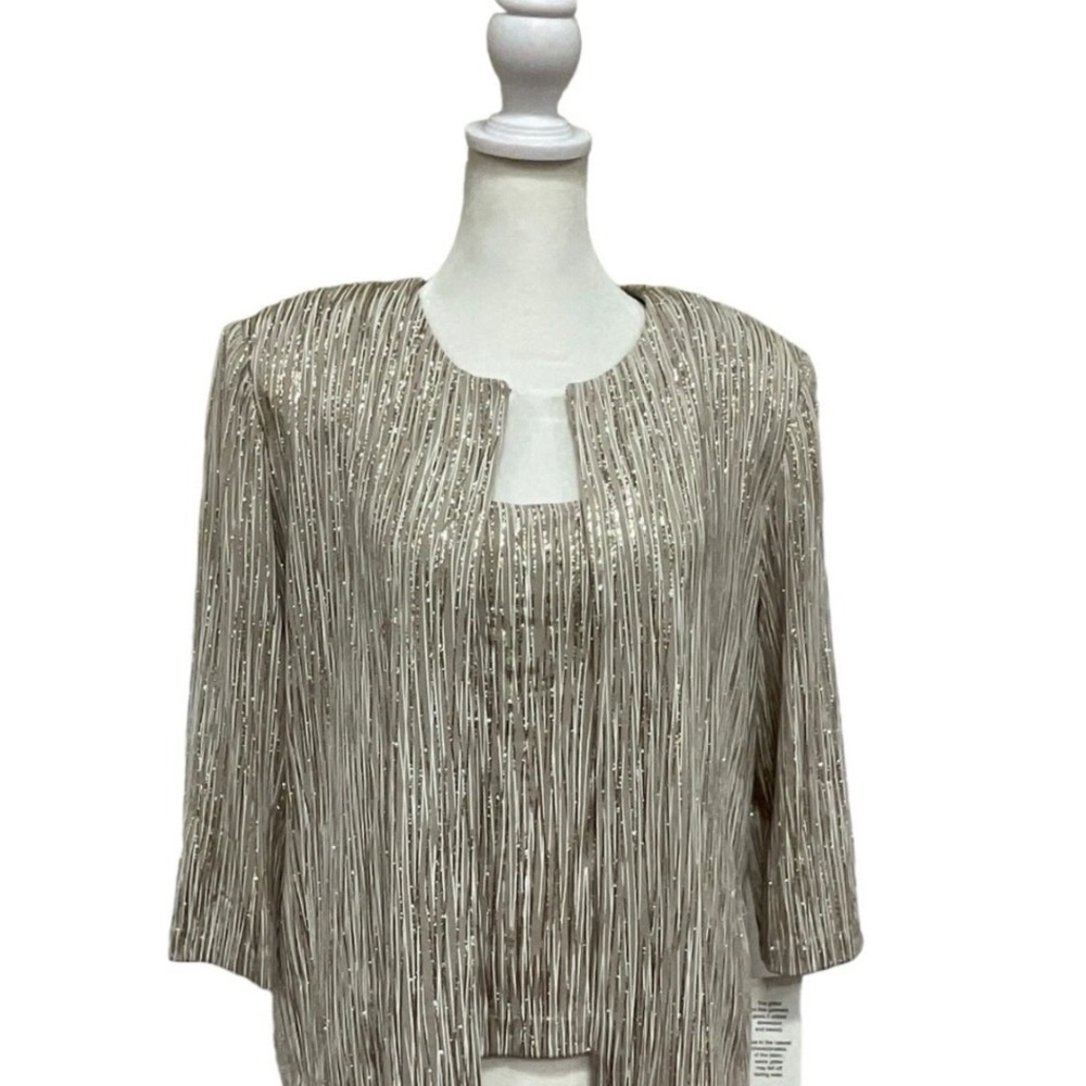 Alex Evenings Women's Silver Jacket & Long Dress set